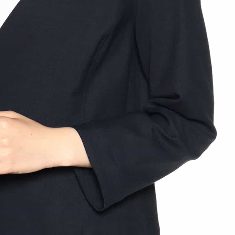 BARNEYS NEW YORK セットアップウォッシャブルノーカラージャケット NAVY