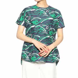 セットアップウォッシャブルプリントフロントタックプルオーバーブラウス