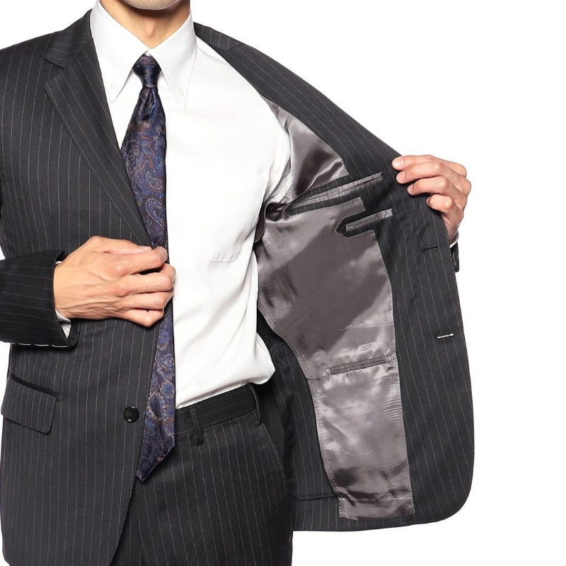 BARNEYS NEW YORK ピンストライプ柄ウールスーツ “MANHATTAN” NAVY