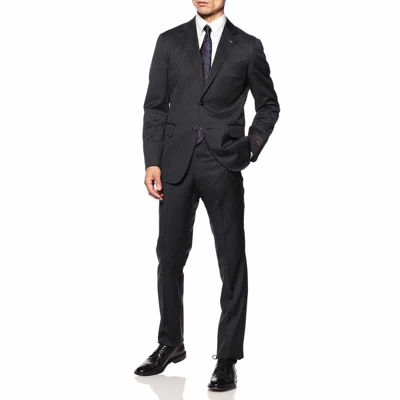 BARNEYS NEW YORK ピンストライプ柄ウールスーツ “MANHATTAN" DARK GRAY