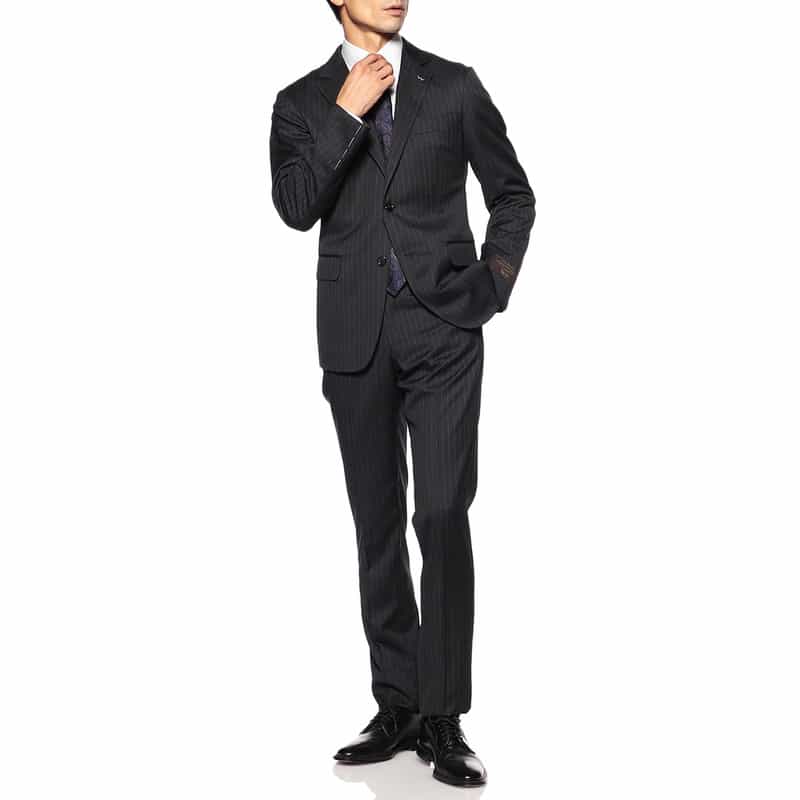 BARNEYS NEW YORK ピンストライプ柄ウールスーツ “MANHATTAN" DARK GRAY