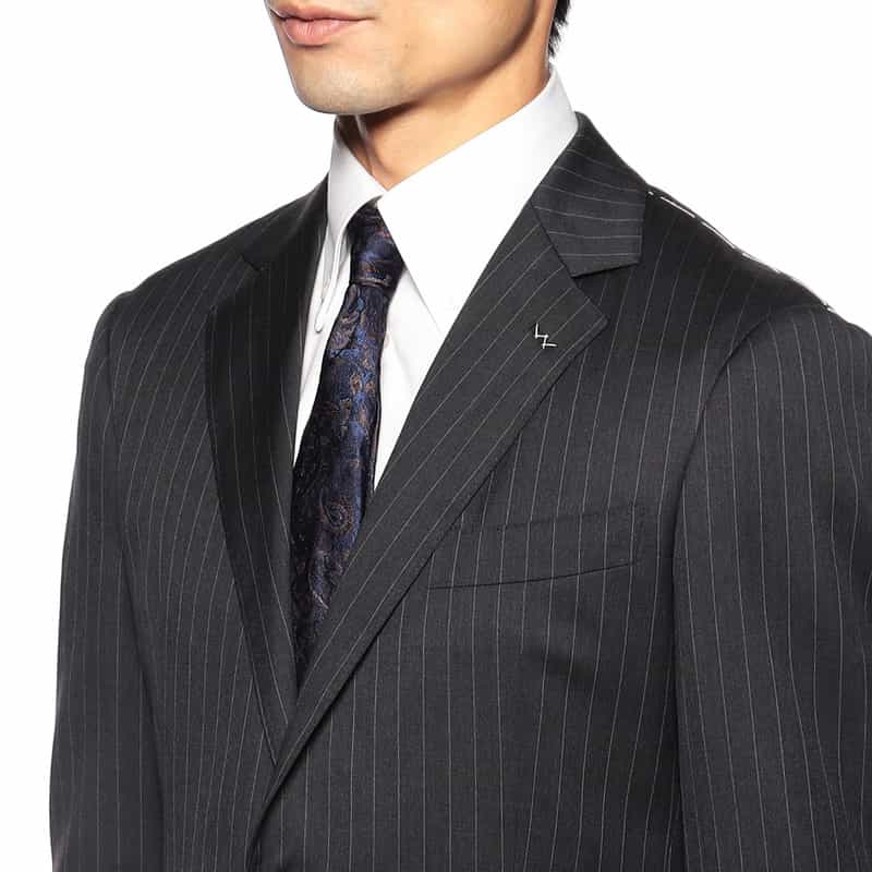 BARNEYS NEW YORK ピンストライプ柄ウールスーツ “MANHATTAN" DARK GRAY