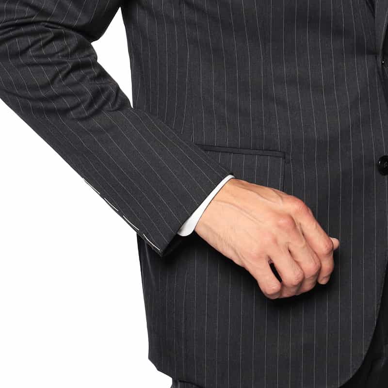 BARNEYS NEW YORK ピンストライプ柄ウールスーツ “MANHATTAN" DARK GRAY