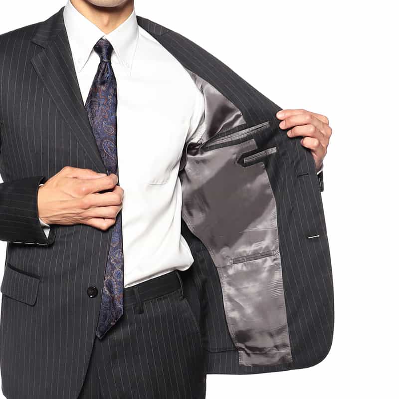 BARNEYS NEW YORK ピンストライプ柄ウールスーツ “MANHATTAN" DARK GRAY