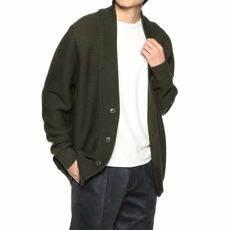 BARNEYS NEW YORK 海島綿Vネックニットカーディガン KHAKI