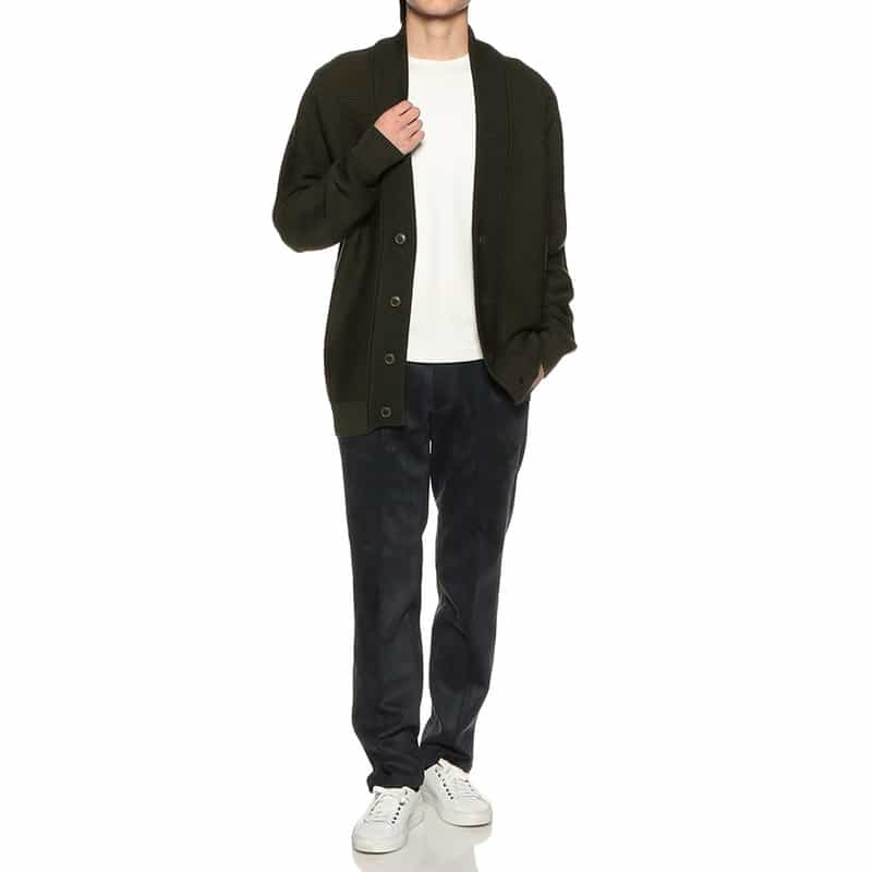 BARNEYS NEW YORK 海島綿Vネックニットカーディガン KHAKI