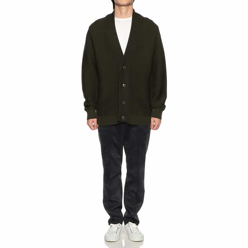 BARNEYS NEW YORK 海島綿Vネックニットカーディガン KHAKI
