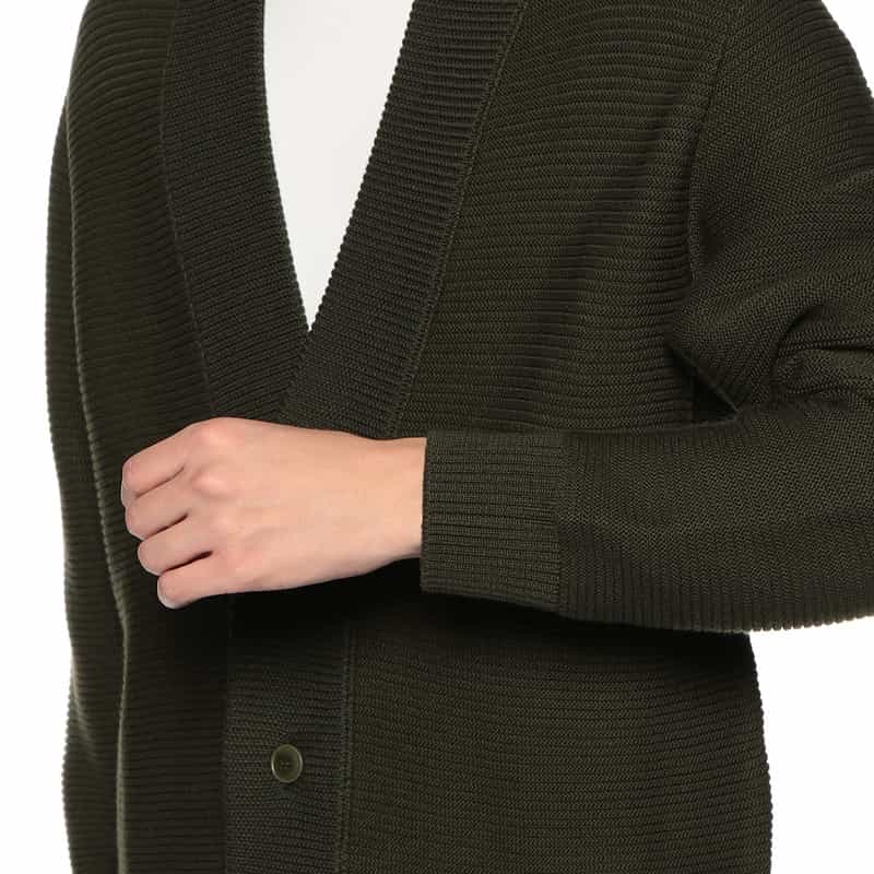 BARNEYS NEW YORK 海島綿Vネックニットカーディガン KHAKI