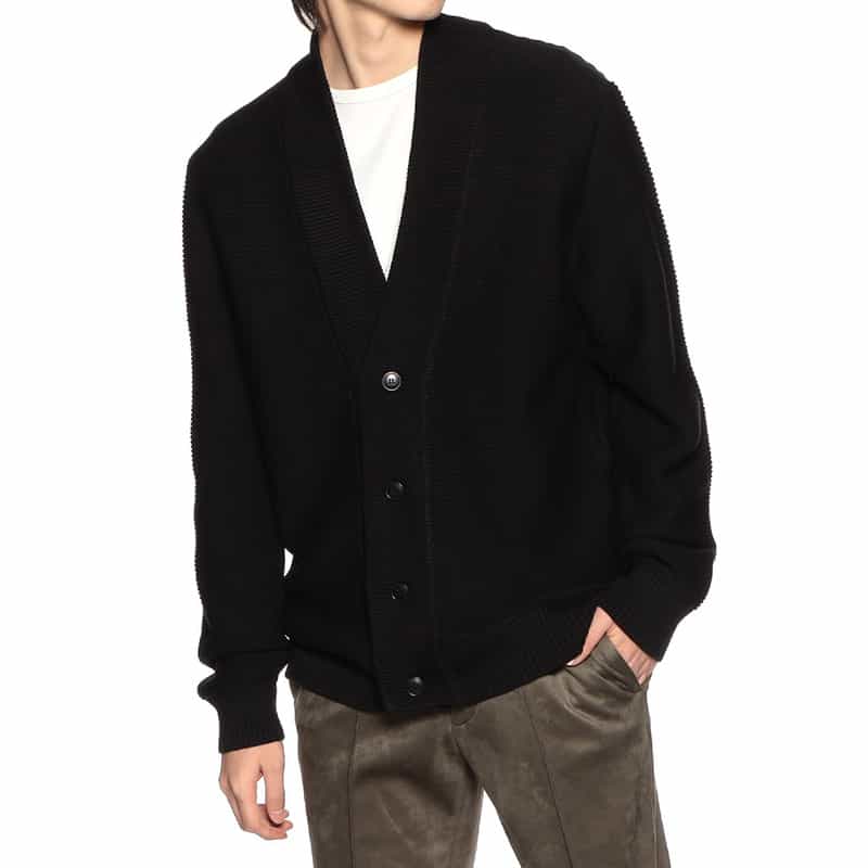 BARNEYS NEW YORK 海島綿Vネックニットカーディガン BLACK