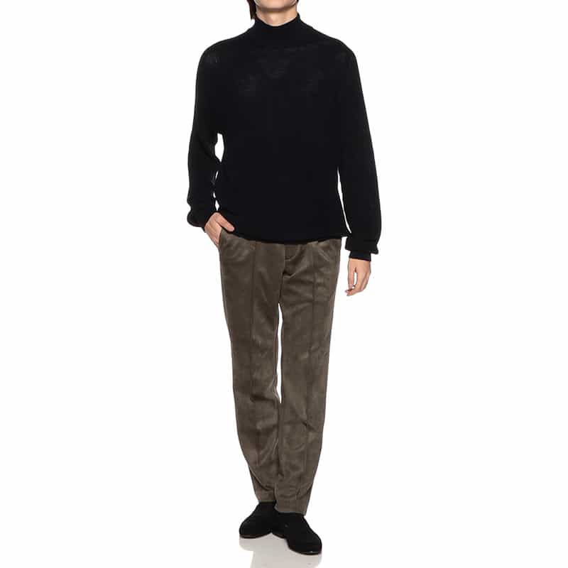 BARNEYS NEW YORK ウォッシャブルモックネックニットプルオーバー NAVY