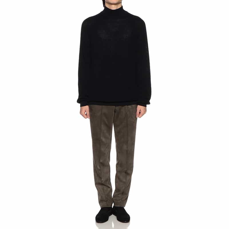 BARNEYS NEW YORK ウォッシャブルモックネックニットプルオーバー NAVY