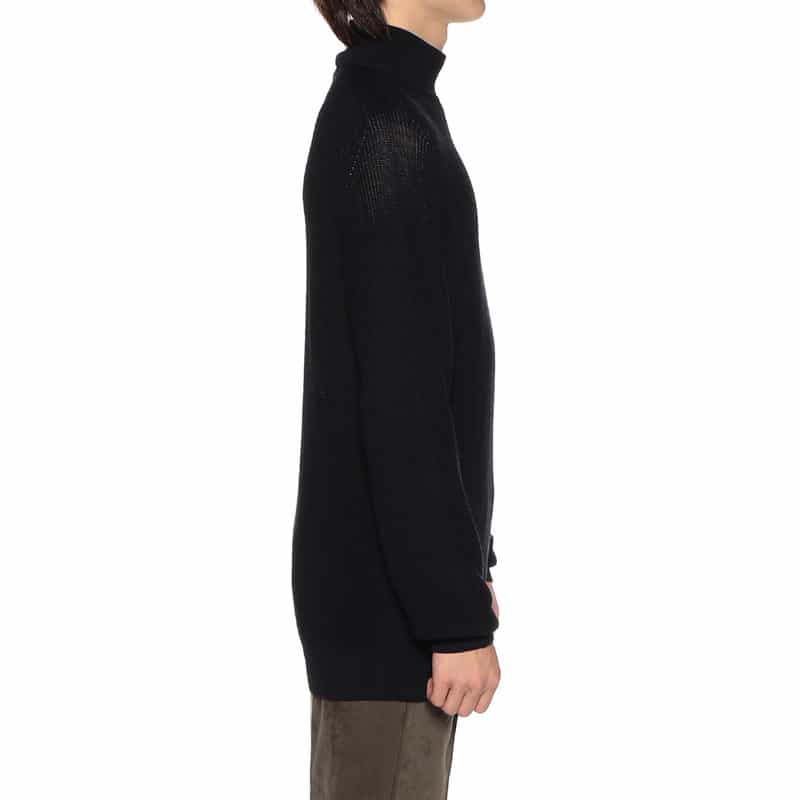 BARNEYS NEW YORK ウォッシャブルモックネックニットプルオーバー NAVY