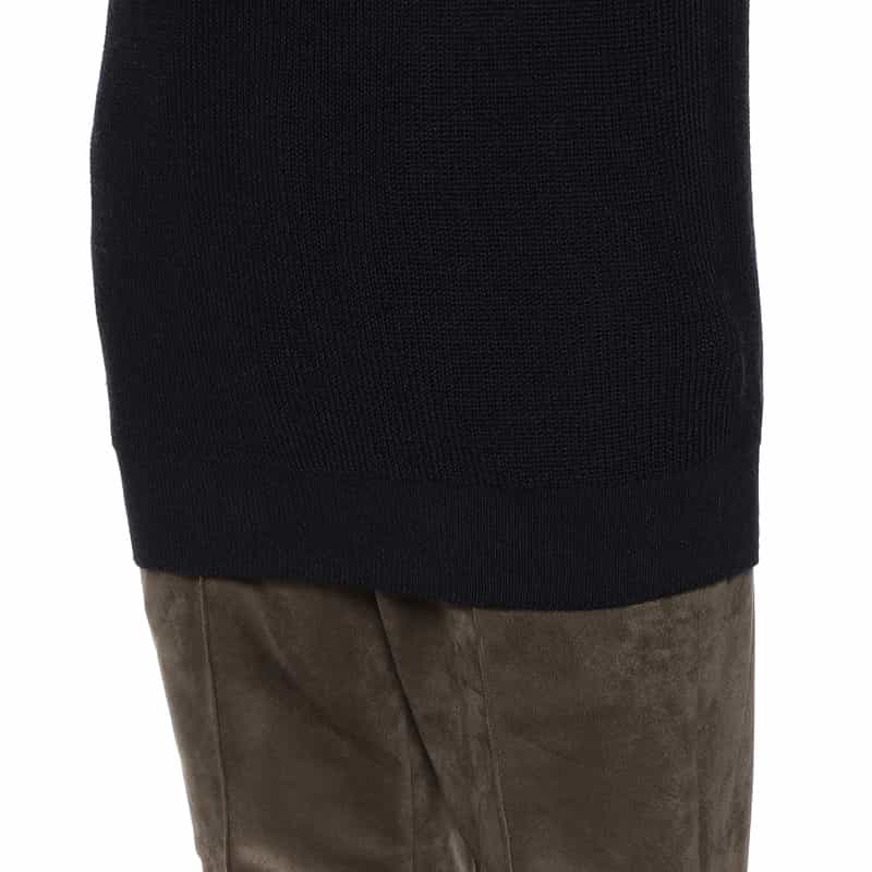 BARNEYS NEW YORK ウォッシャブルモックネックニットプルオーバー NAVY