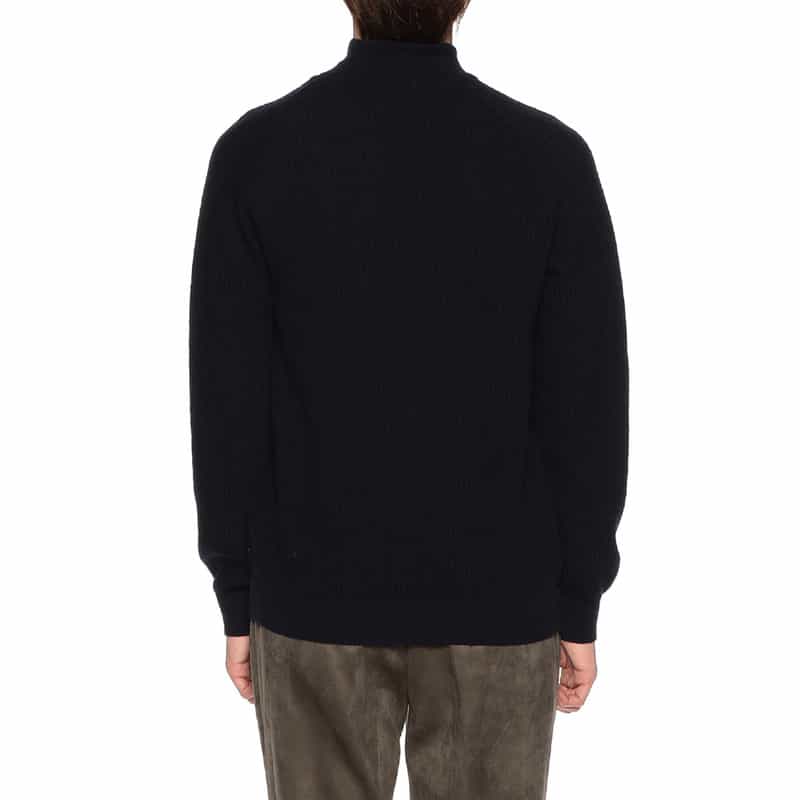 BARNEYS NEW YORK ワッフルモックネックニットプルオーバー NAVY