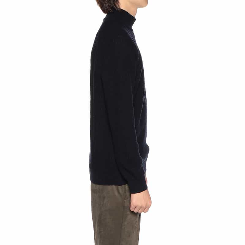 BARNEYS NEW YORK ワッフルモックネックニットプルオーバー NAVY