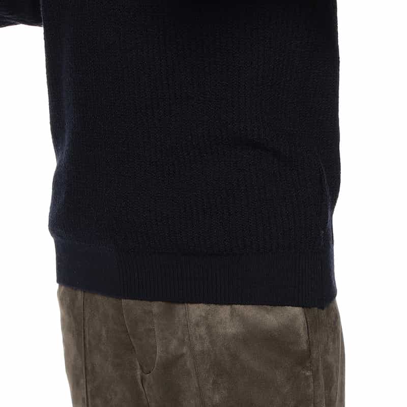 BARNEYS NEW YORK ワッフルモックネックニットプルオーバー NAVY