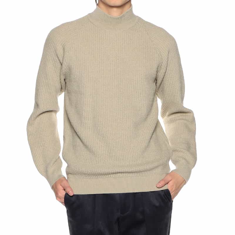 BARNEYS NEW YORK ワッフルモックネックニットプルオーバー GRAY