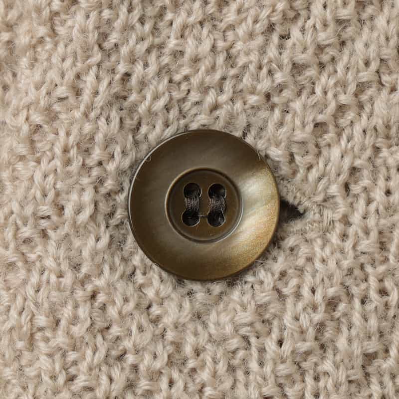 BARNEYS NEW YORK ヘリンボーン柄メリノウールノーカラーニットジャケット BEIGE
