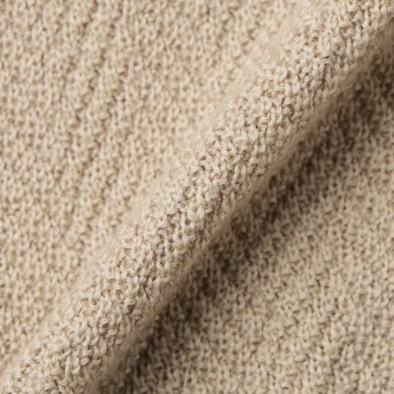 BARNEYS NEW YORK ヘリンボーン柄メリノウールノーカラーニットジャケット BEIGE