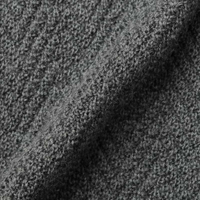 BARNEYS NEW YORK ヘリンボーン柄メリノウールノーカラーニットジャケット GRAY