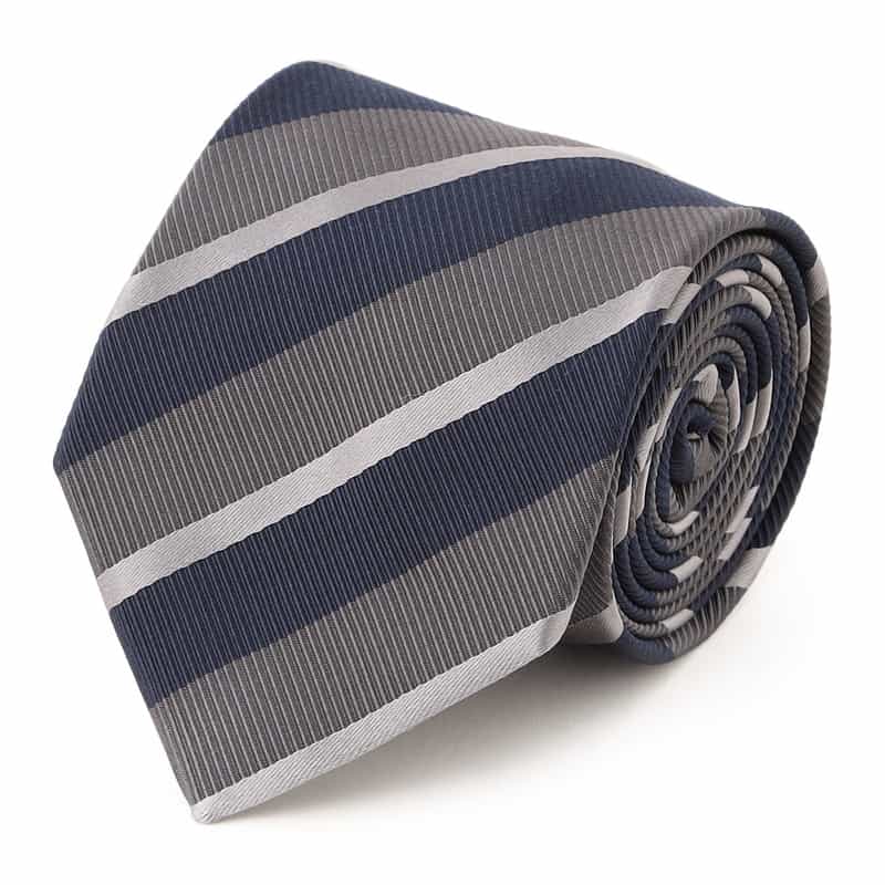 STEFANO BIGI ストライプ柄タイ GRAY