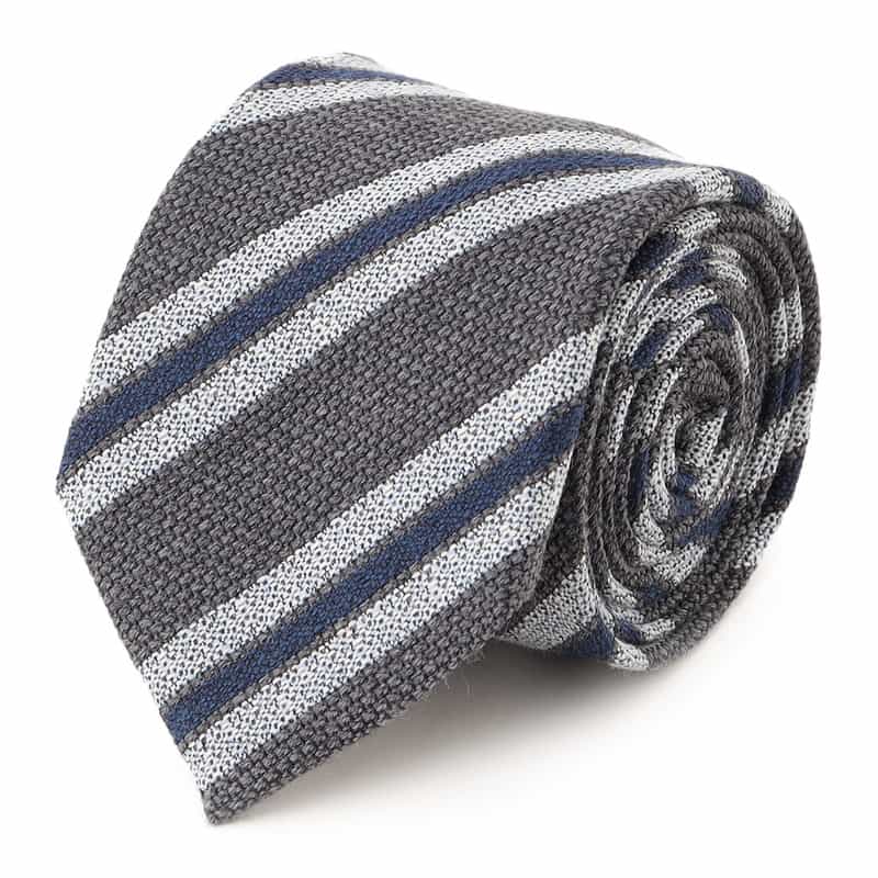 STEFANO BIGI ストライプ柄タイ GRAY