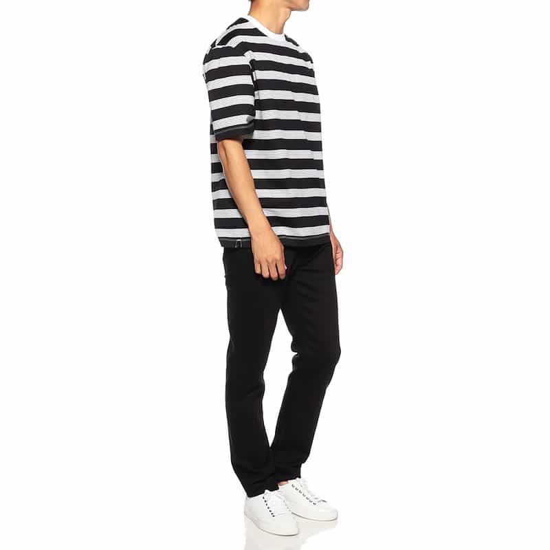 BARNEYS NEW YORK オーバーサイズボーダーTシャツ BLACK