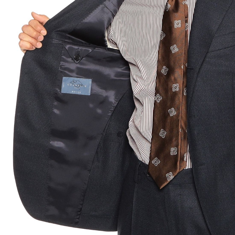 BARNEYS NEW YORK マイクロ千鳥柄スーツ NAVY