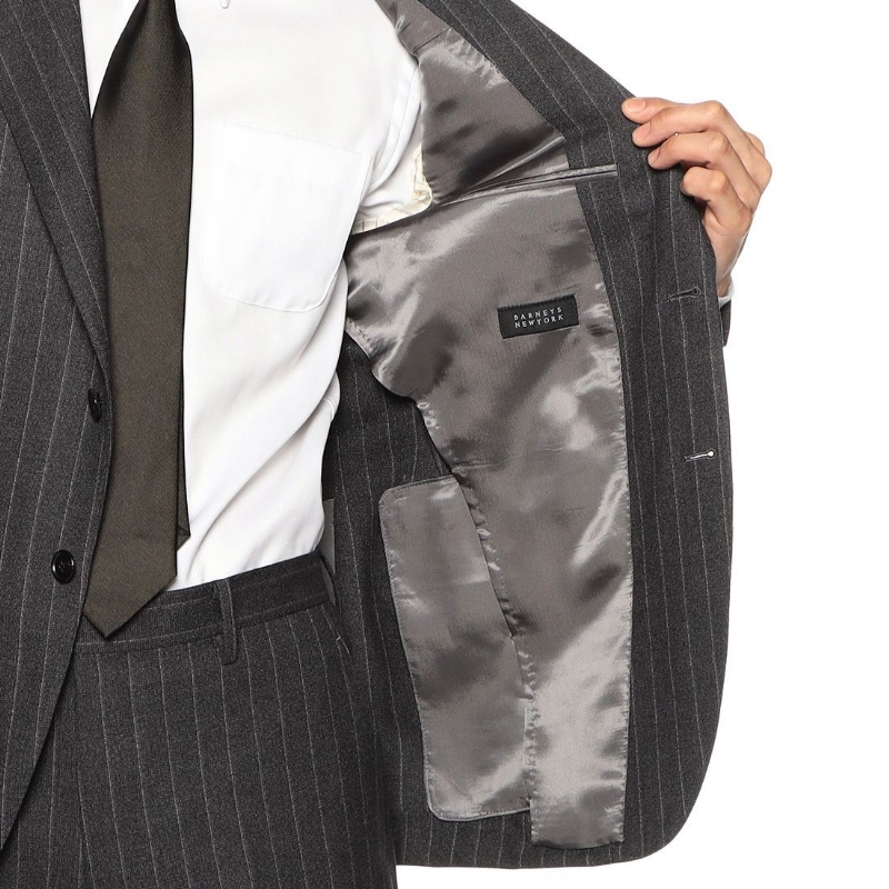 BARNEYS NEW YORK メランジ調ストライプ柄スーツ DARK GRAY