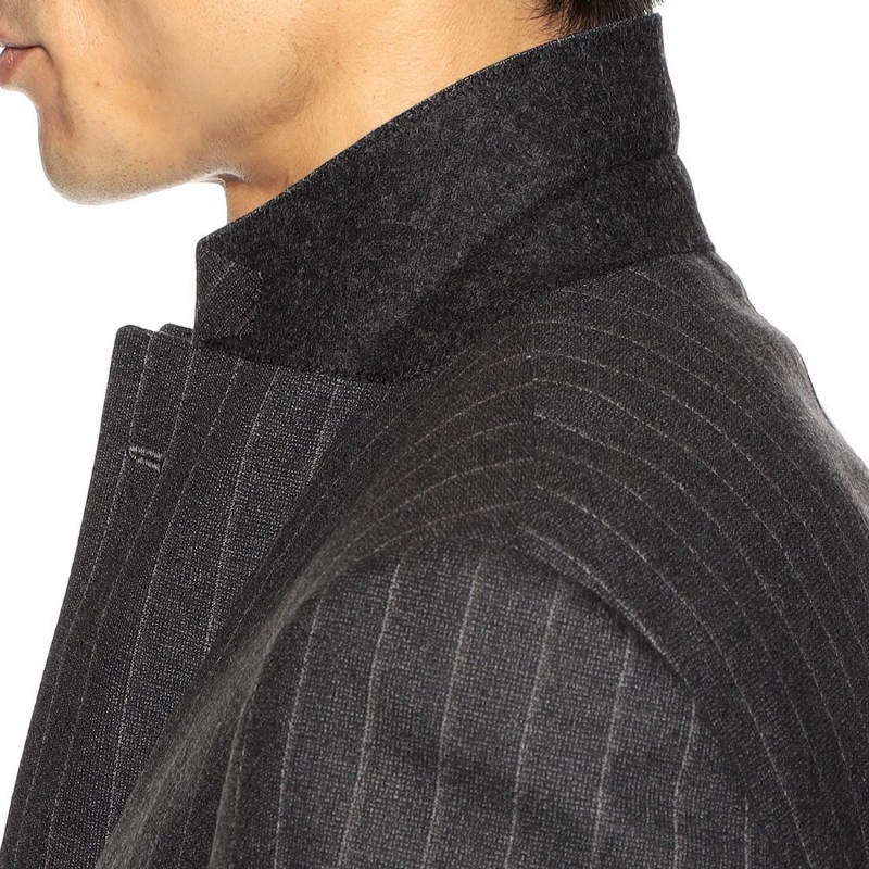 BARNEYS NEW YORK メランジ調ストライプ柄スーツ DARK GRAY