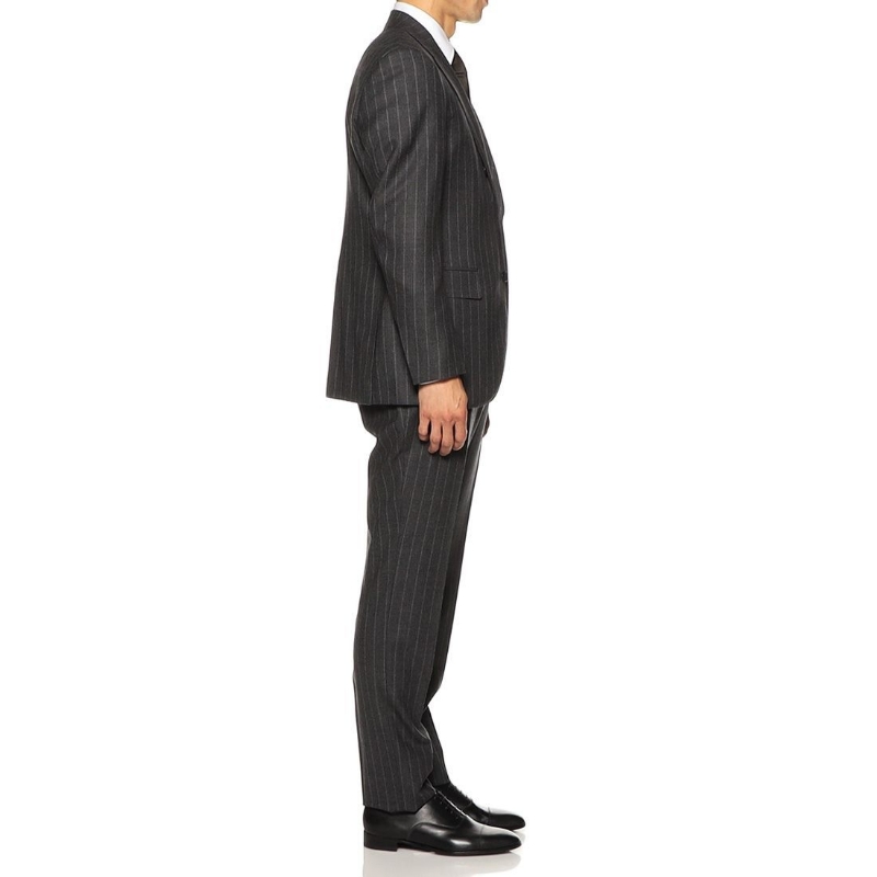 BARNEYS NEW YORK メランジ調ストライプ柄スーツ DARK GRAY