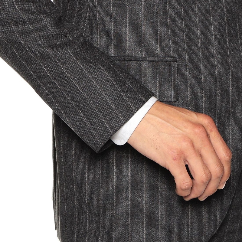 BARNEYS NEW YORK メランジ調ストライプ柄スーツ DARK GRAY