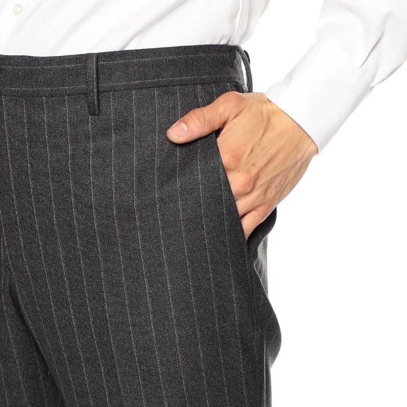 BARNEYS NEW YORK メランジ調ストライプ柄スーツ DARK GRAY