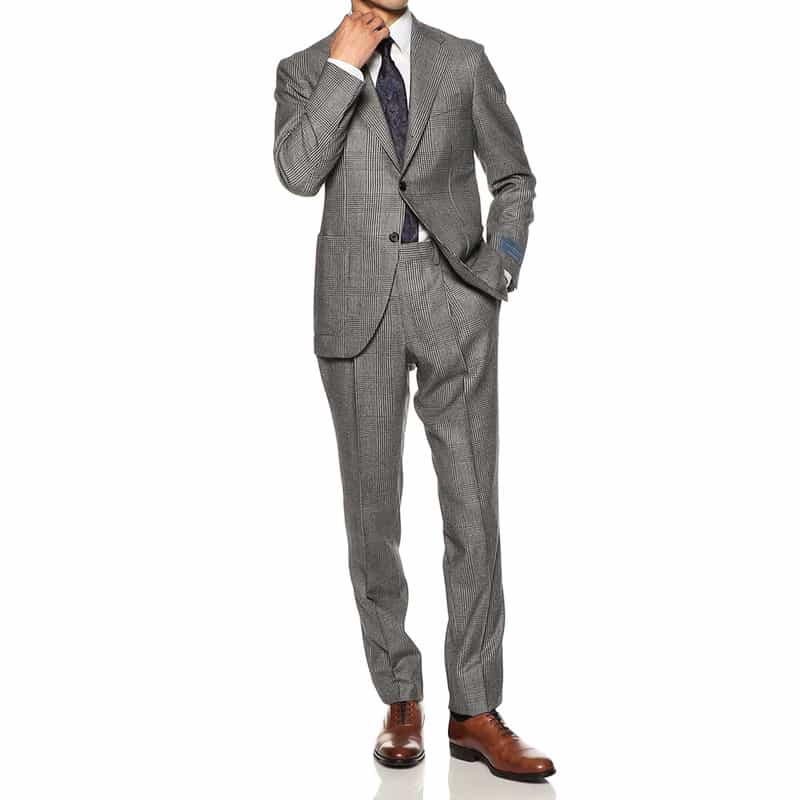 BARNEYS NEW YORK グレンチェック柄スーツ BLACK