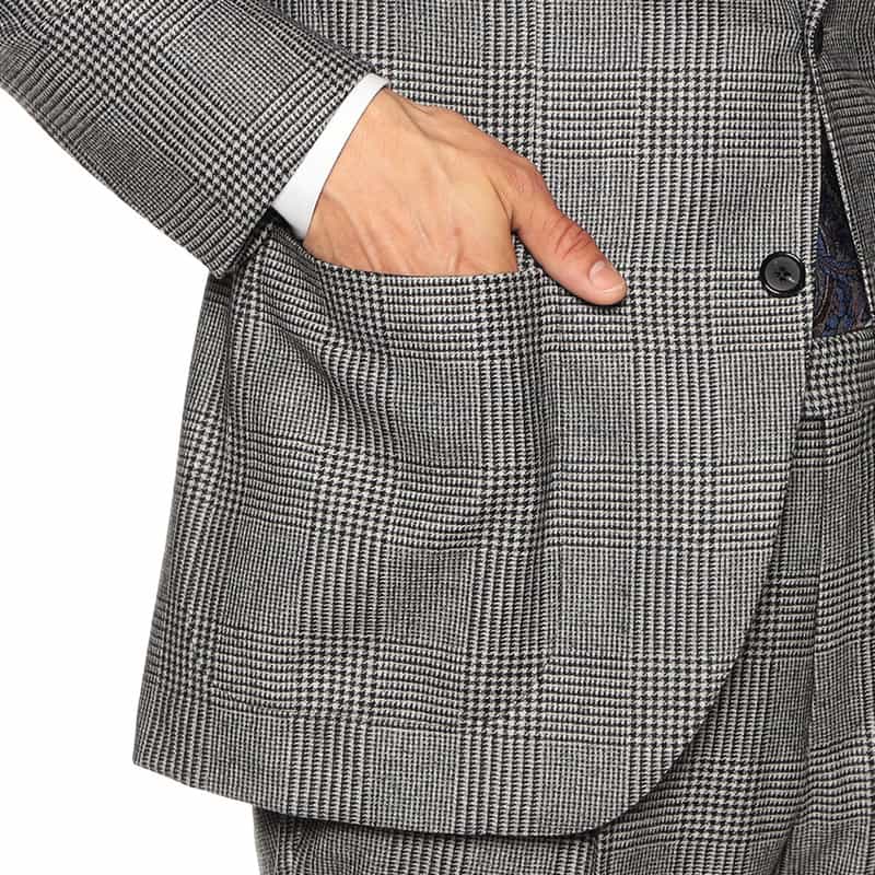 BARNEYS NEW YORK グレンチェック柄スーツ BLACK