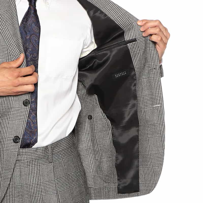 BARNEYS NEW YORK グレンチェック柄スーツ BLACK