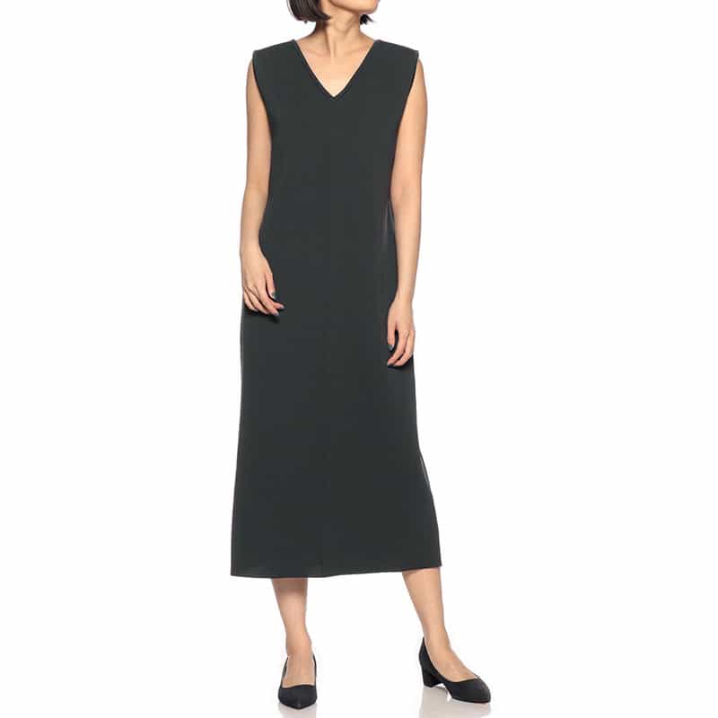 BARNEYS NEW YORK ノースリーブVネックドレス DARK GRAY