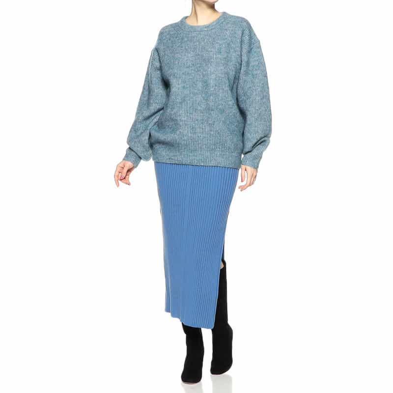 HYKE ロングニットスカート LIGHT BLUE