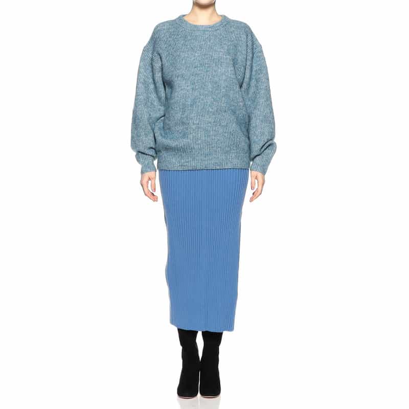 HYKE ロングニットスカート LIGHT BLUE