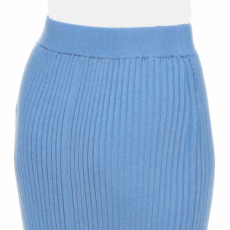 HYKE ロングニットスカート LIGHT BLUE