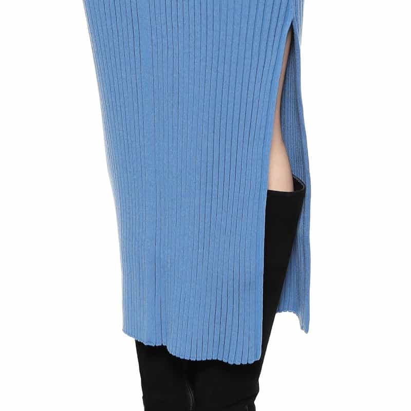 HYKE ロングニットスカート LIGHT BLUE