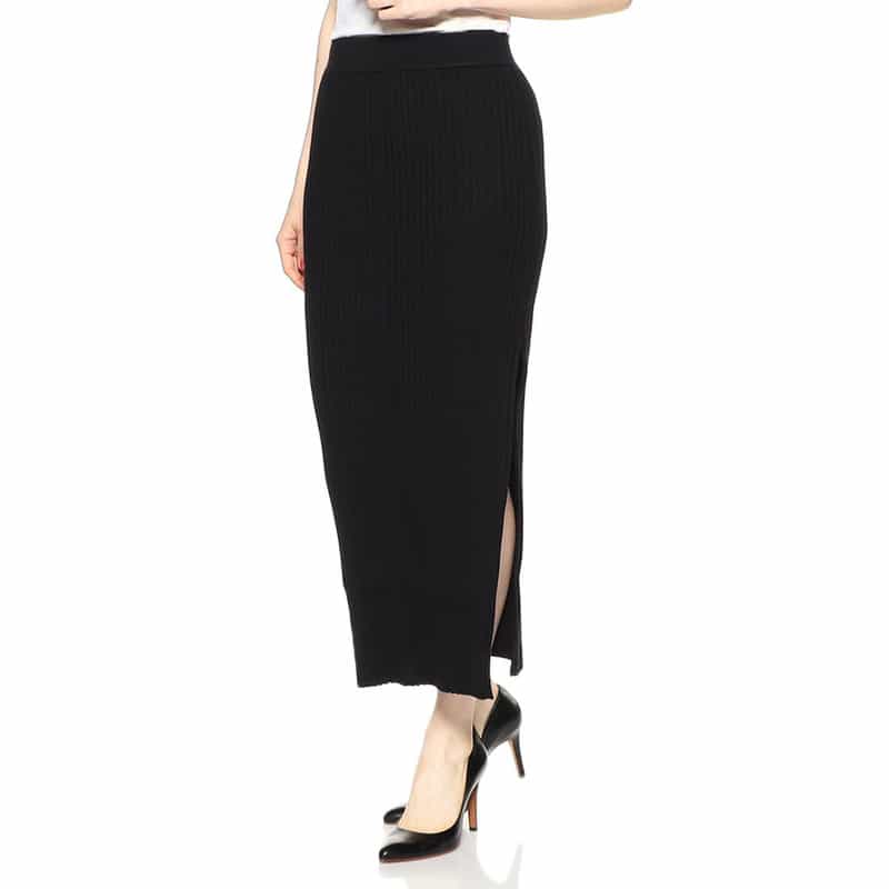 HYKE ロングニットスカート BLACK