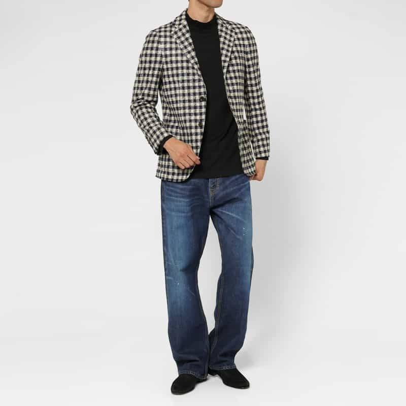 BARNEYS NEW YORK チェック柄アンコンジャケット BLUE