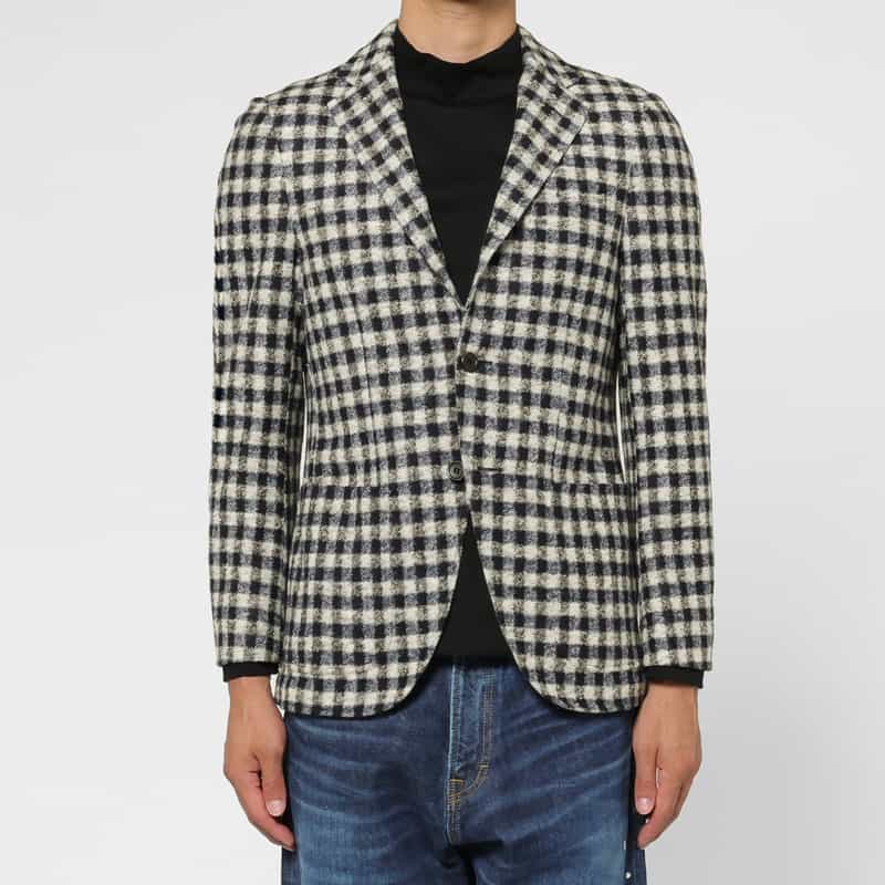 BARNEYS NEW YORK チェック柄アンコンジャケット BLUE
