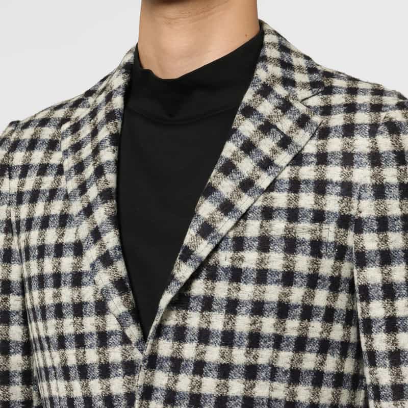BARNEYS NEW YORK チェック柄アンコンジャケット BLUE
