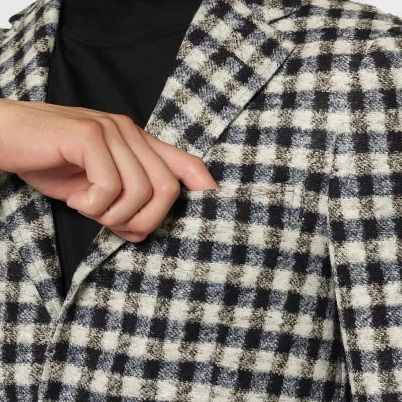 BARNEYS NEW YORK チェック柄アンコンジャケット BLUE