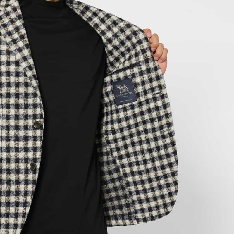 BARNEYS NEW YORK チェック柄アンコンジャケット BLUE