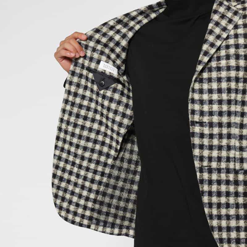 BARNEYS NEW YORK チェック柄アンコンジャケット BLUE