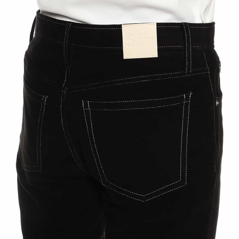 Sefr 5ポケットホワイトステッチデニムパンツ BLACK