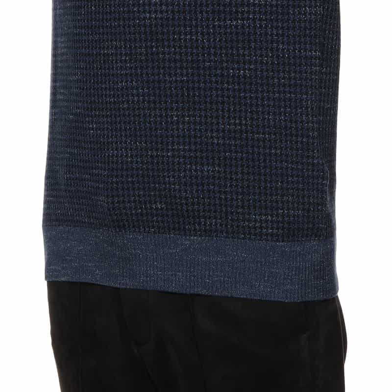 BARNEYS NEW YORK ジャカード千鳥柄ボタンニットプルオーバー NAVY